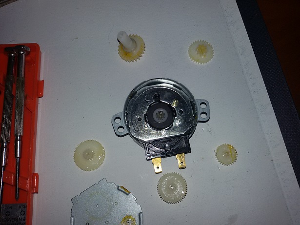 Motorino smontato, calamita al centro